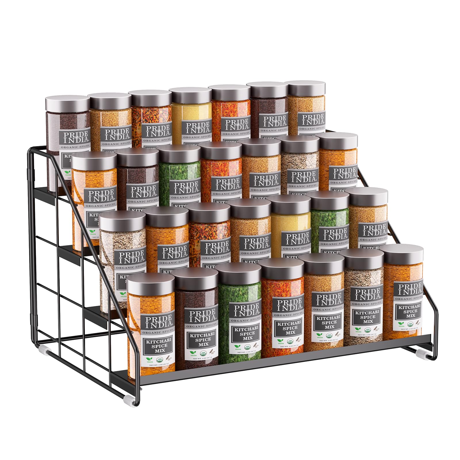 GIGIFTREE 4-tier spice rack in bright black for organized storage