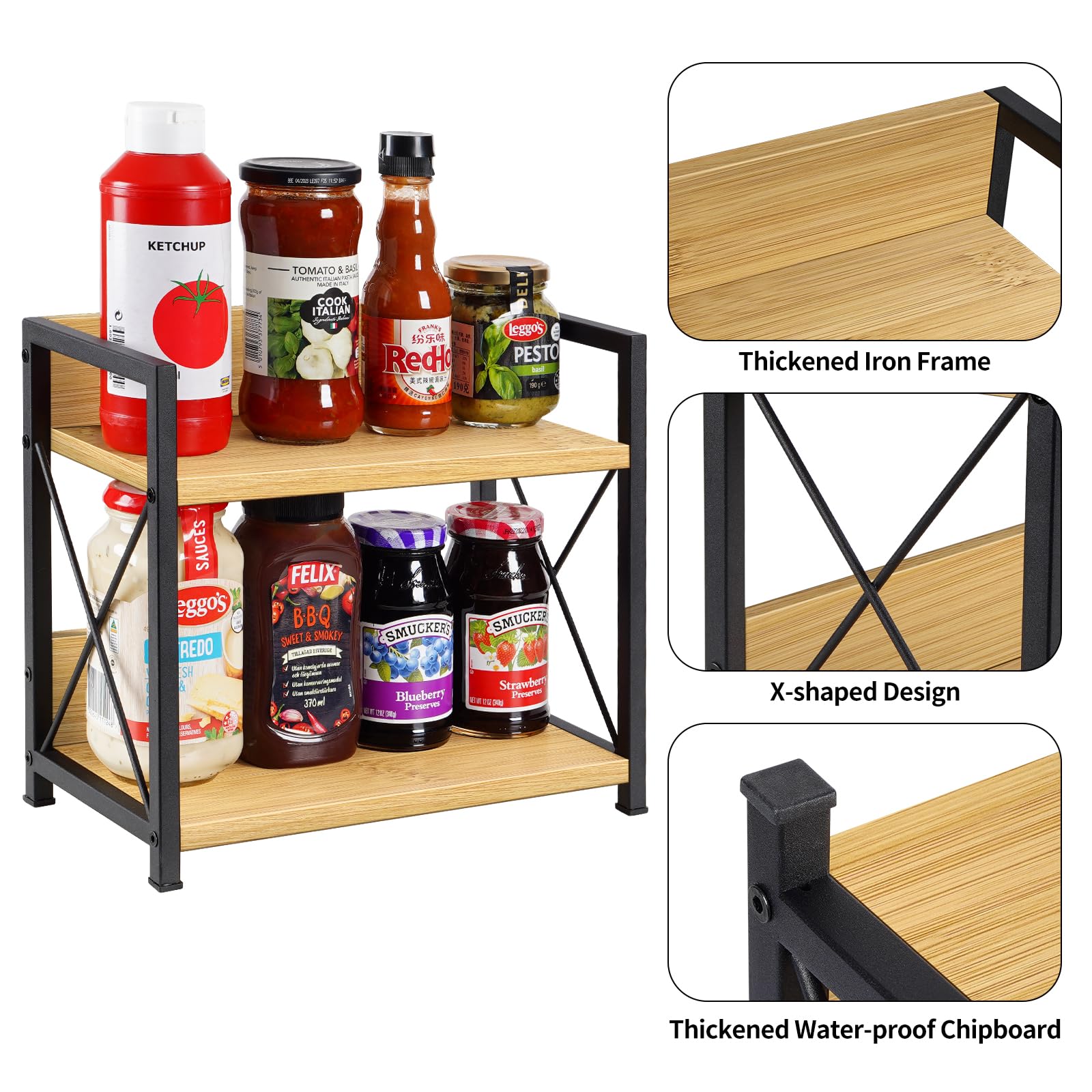 Giikin bamboo shelves with rust-resistant brackets ensure lasting kitchen use.