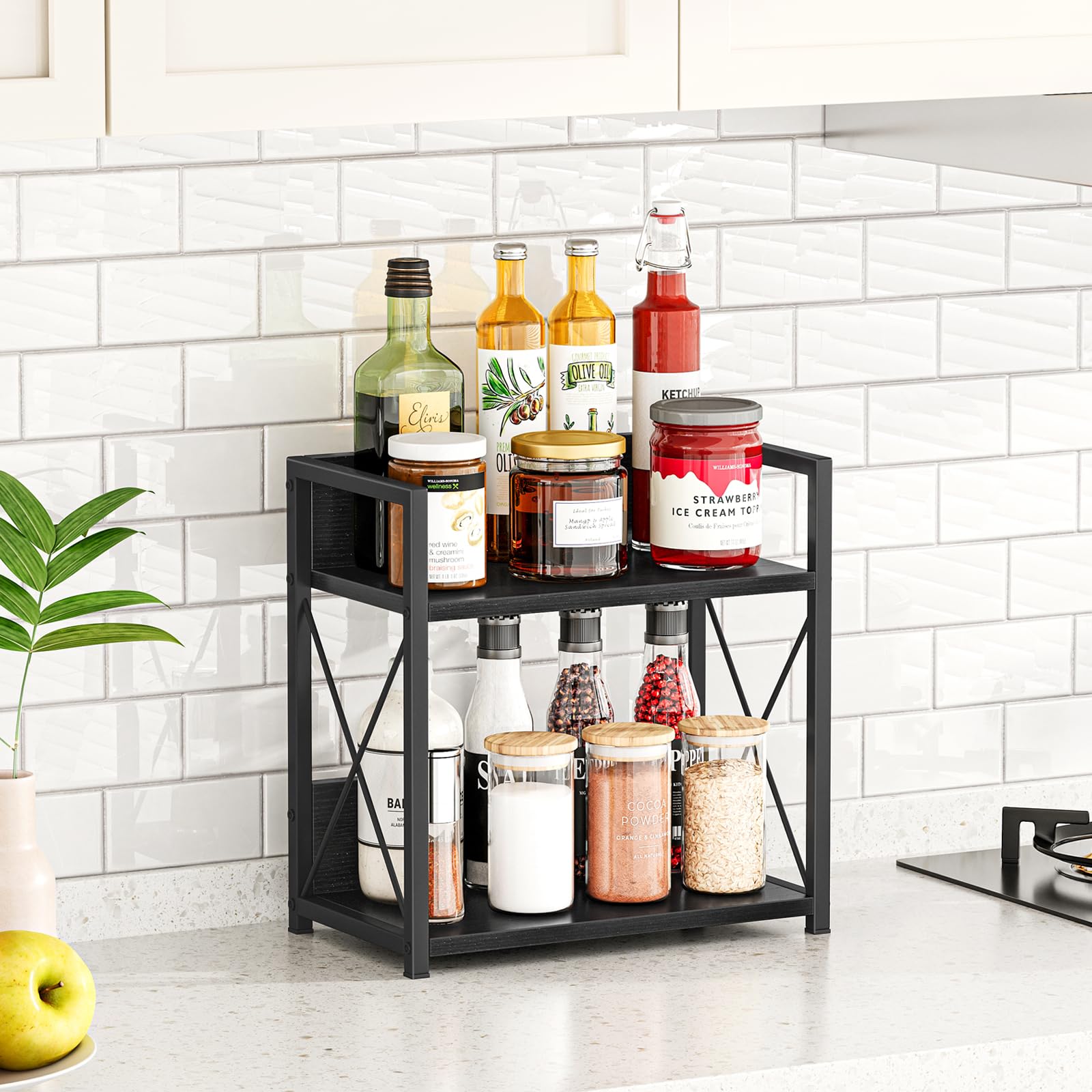 Giikin bar display saves space for creamers and small bottles.