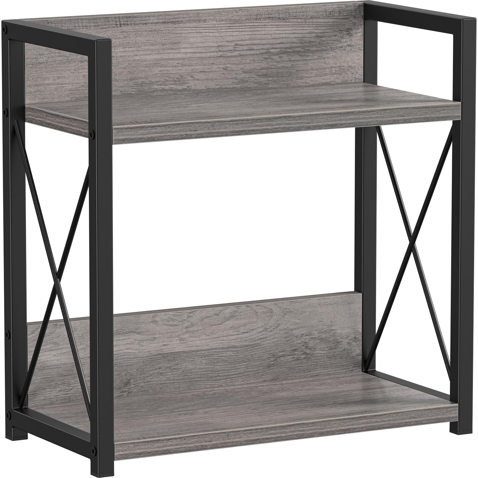 Giikin coffee bar shelf front view shows sturdy gray finish for organized counters.