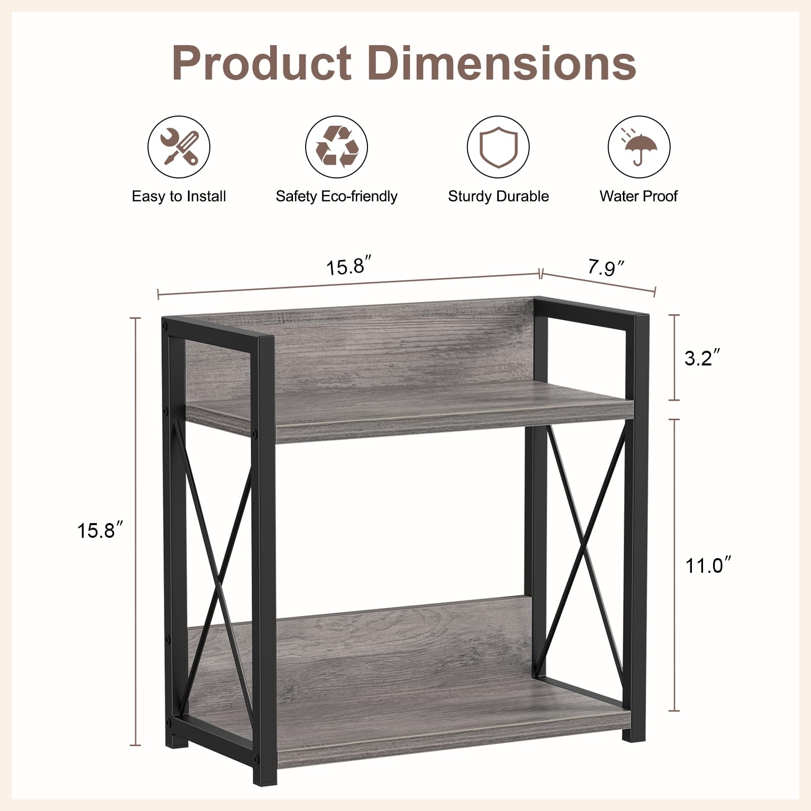 Giikin coffee bar shelf side view highlights space-saving design for small kitchens.