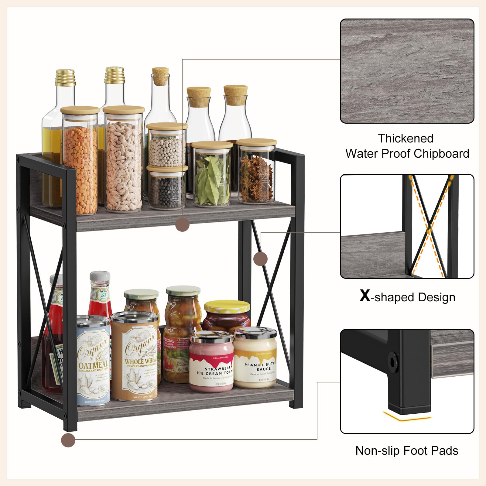 Giikin coffee bar shelf top angled view shows easy access to items.