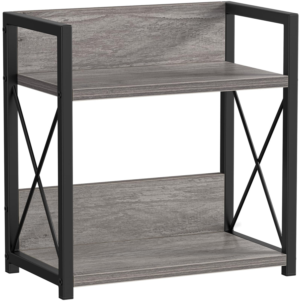 Giikin countertop shelf 2-tier grey showcases compact spice and mug storage.