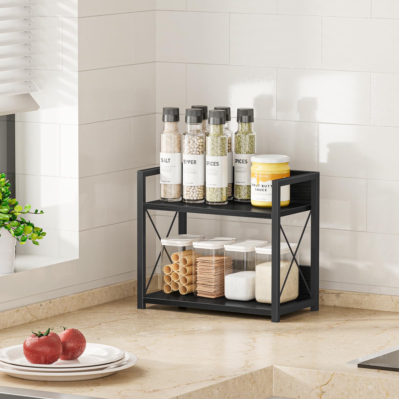 Giikin Kitchen Counter Shelf assembly view shows quick setup.