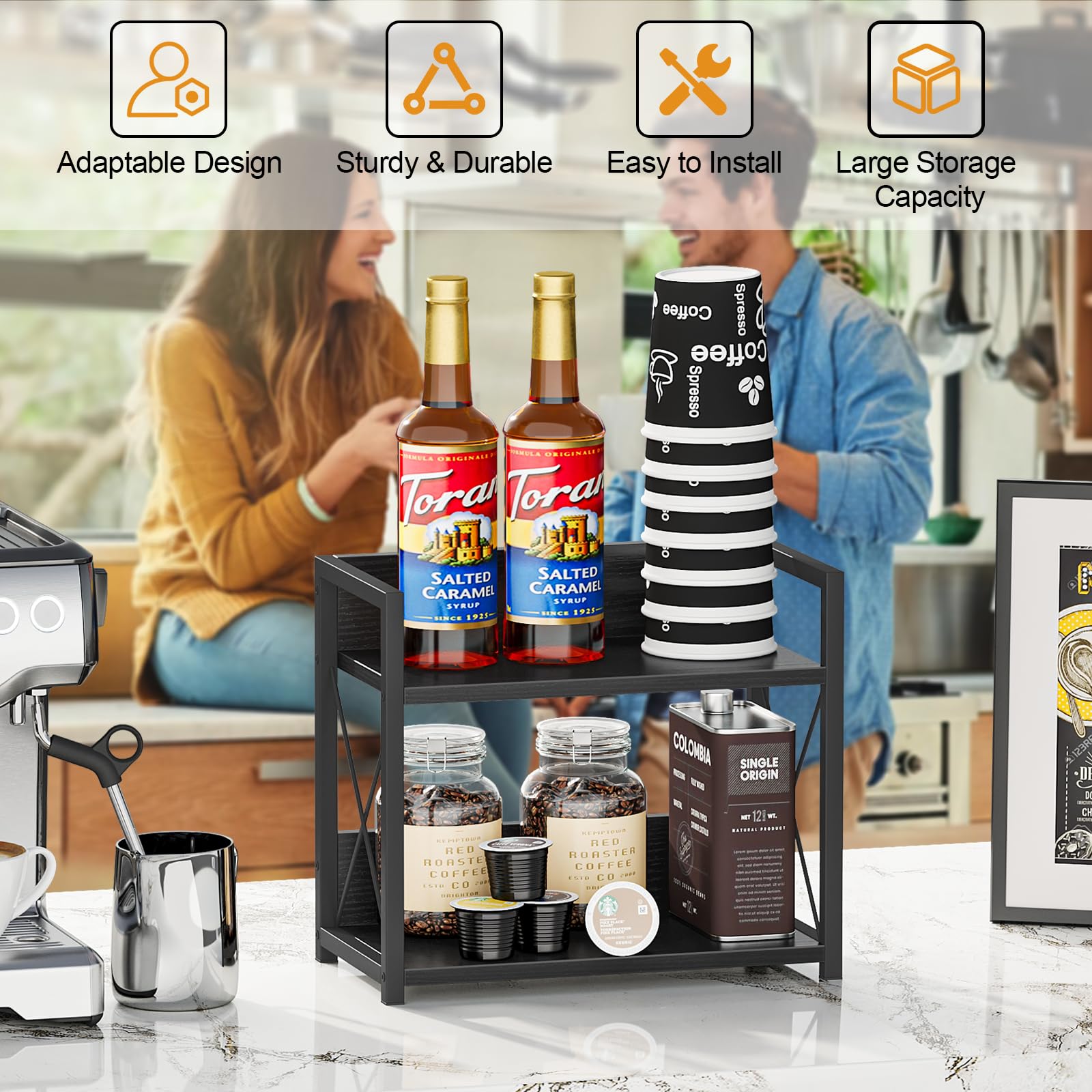 Giikin Kitchen Counter Shelf in a small kitchen saves space.