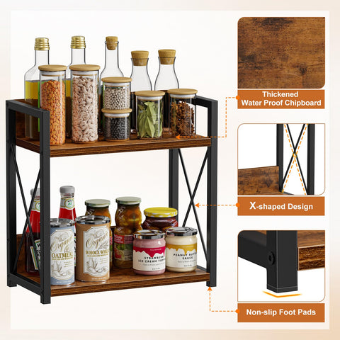 Giikin 2-tier spice rack detail showing sturdy construction and accessibility.