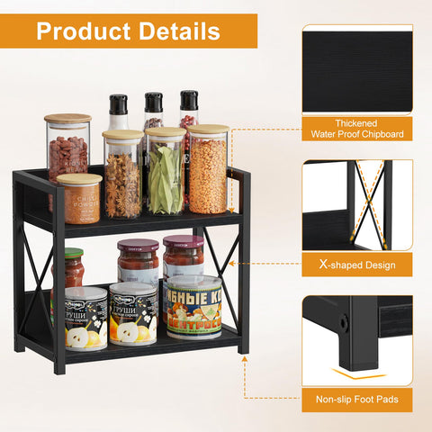 Giikin Kitchen Counter Shelf with spices demonstrates efficient countertop organization.