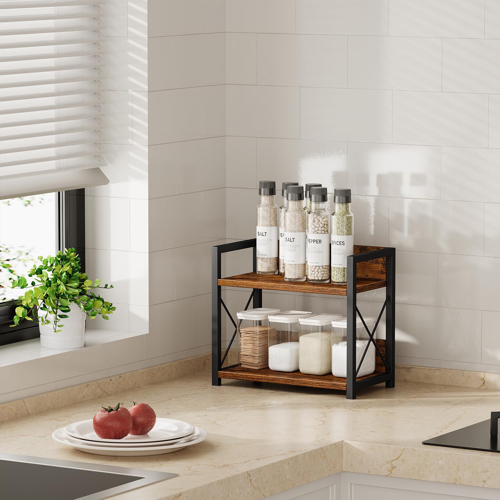Giikin counter organizer assembled on kitchen counter for organized surfaces.