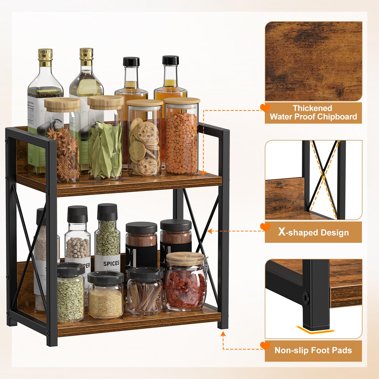 Giikin kitchen countertop organizer displaying spacious shelves.