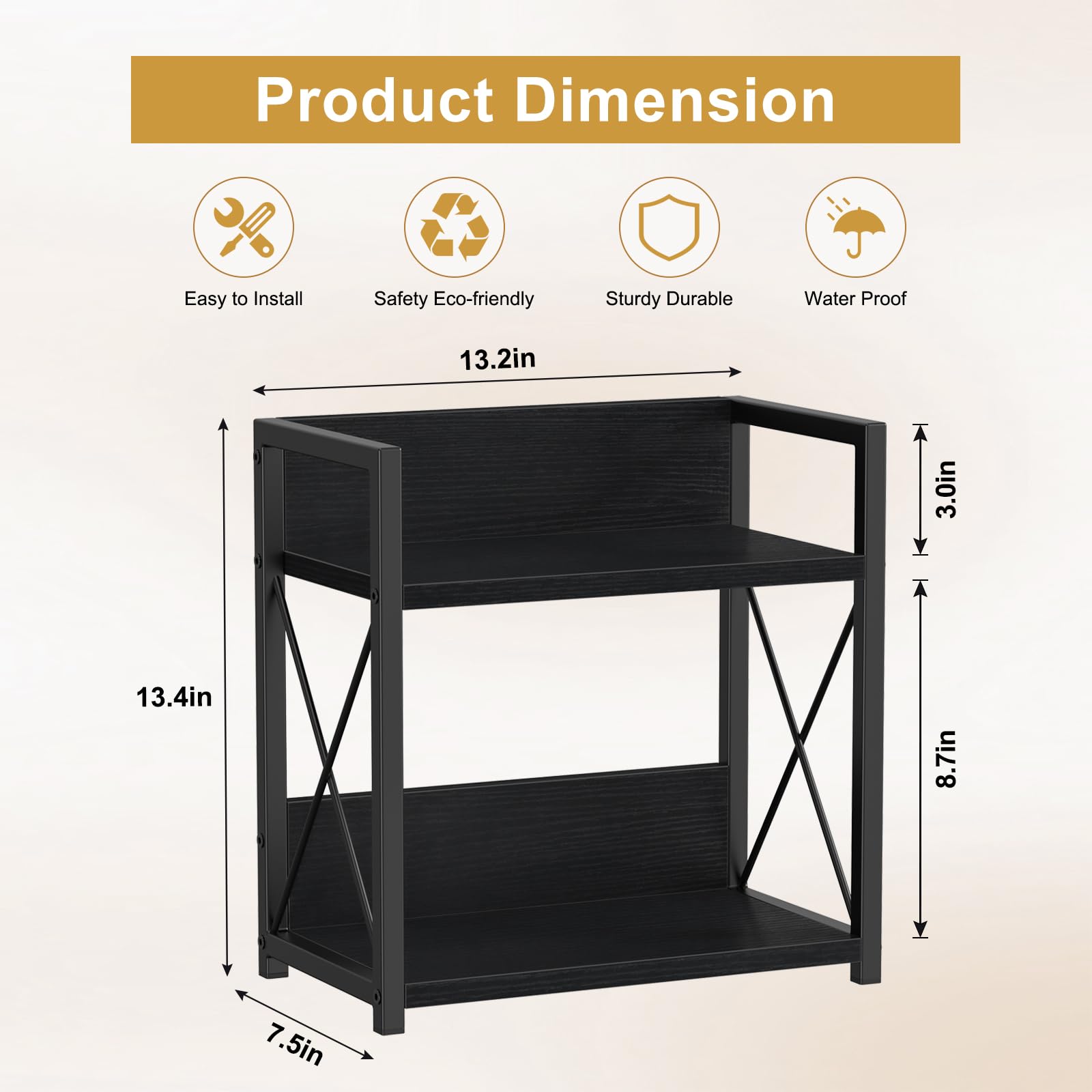 Giikin spice rack with wood shelves and metal frame for organized jars.