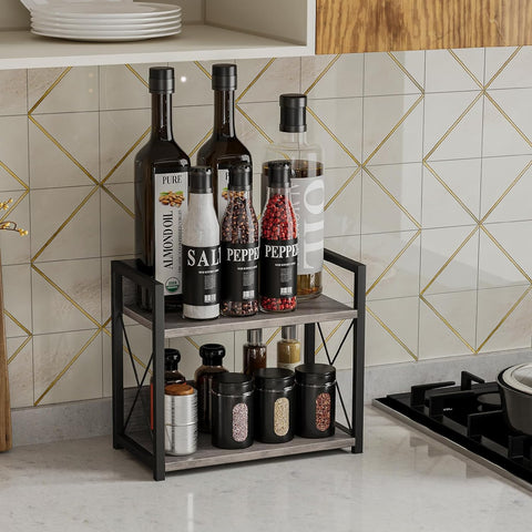 Giikin wood shelves with grey finish enhance kitchen aesthetics while maximizing storage.