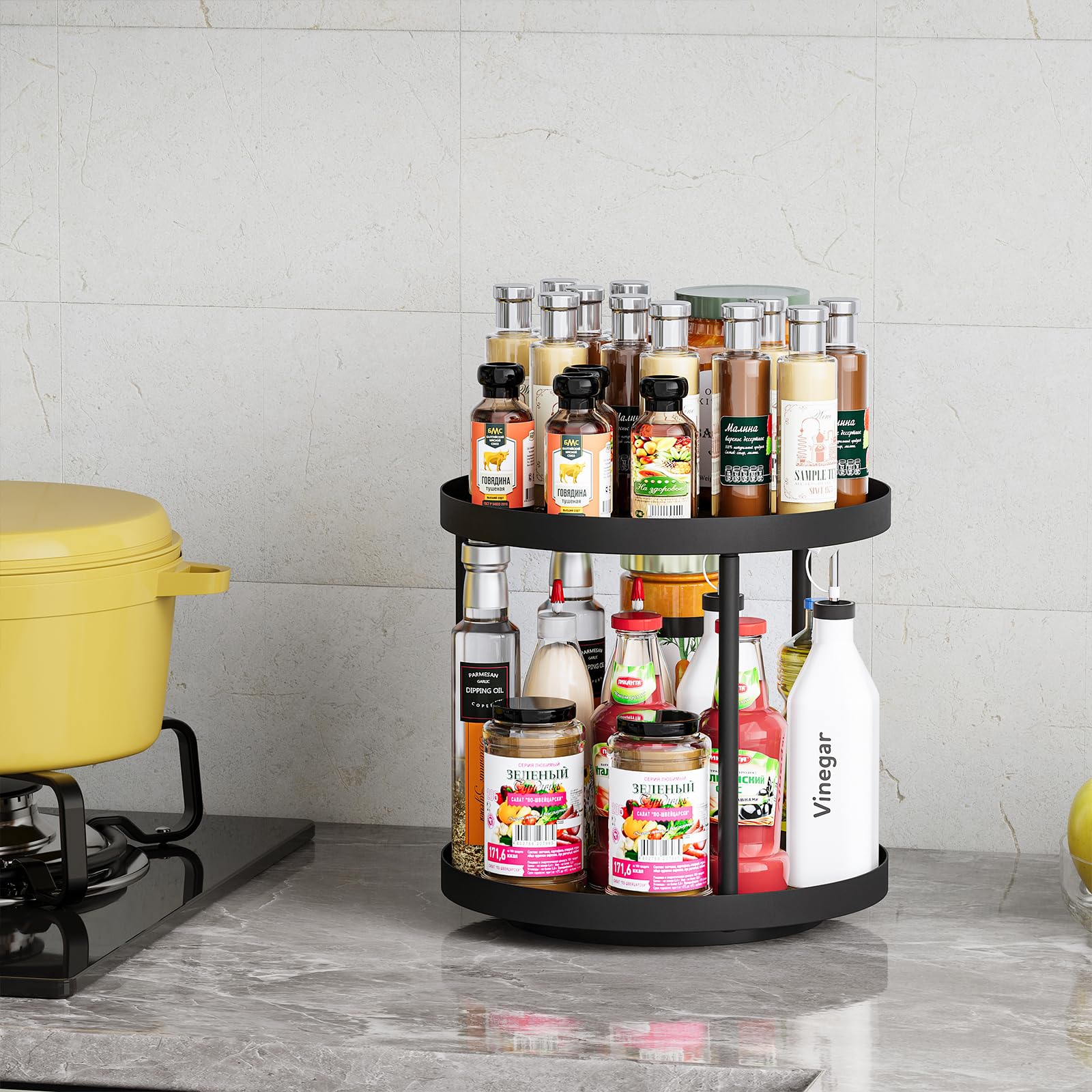 Giikin wooden kitchen spice rack with large capacity on the counter.