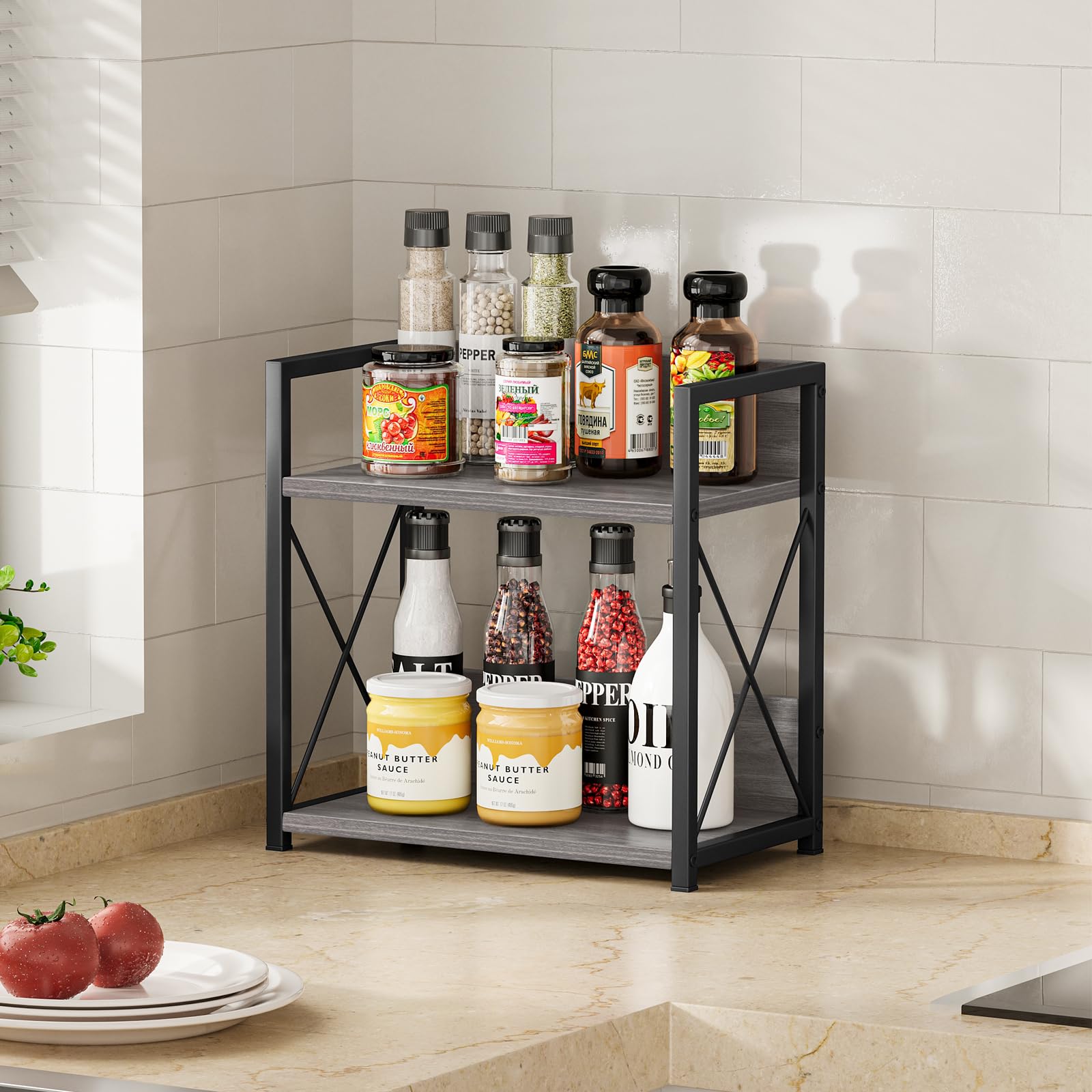 Giikin wooden surface with metal frame adds durable vintage charm.