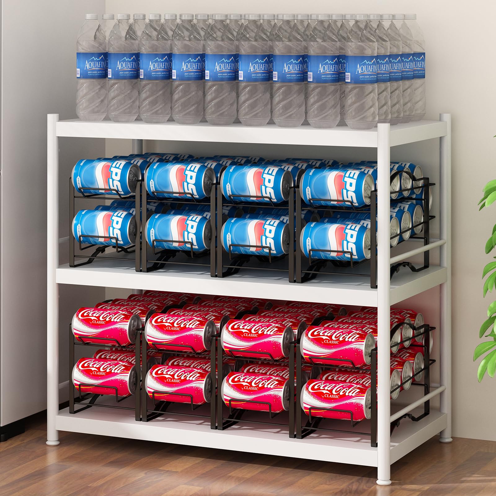 GILLAS 4 pack soda can organizer stackable design keeps pantry organized.