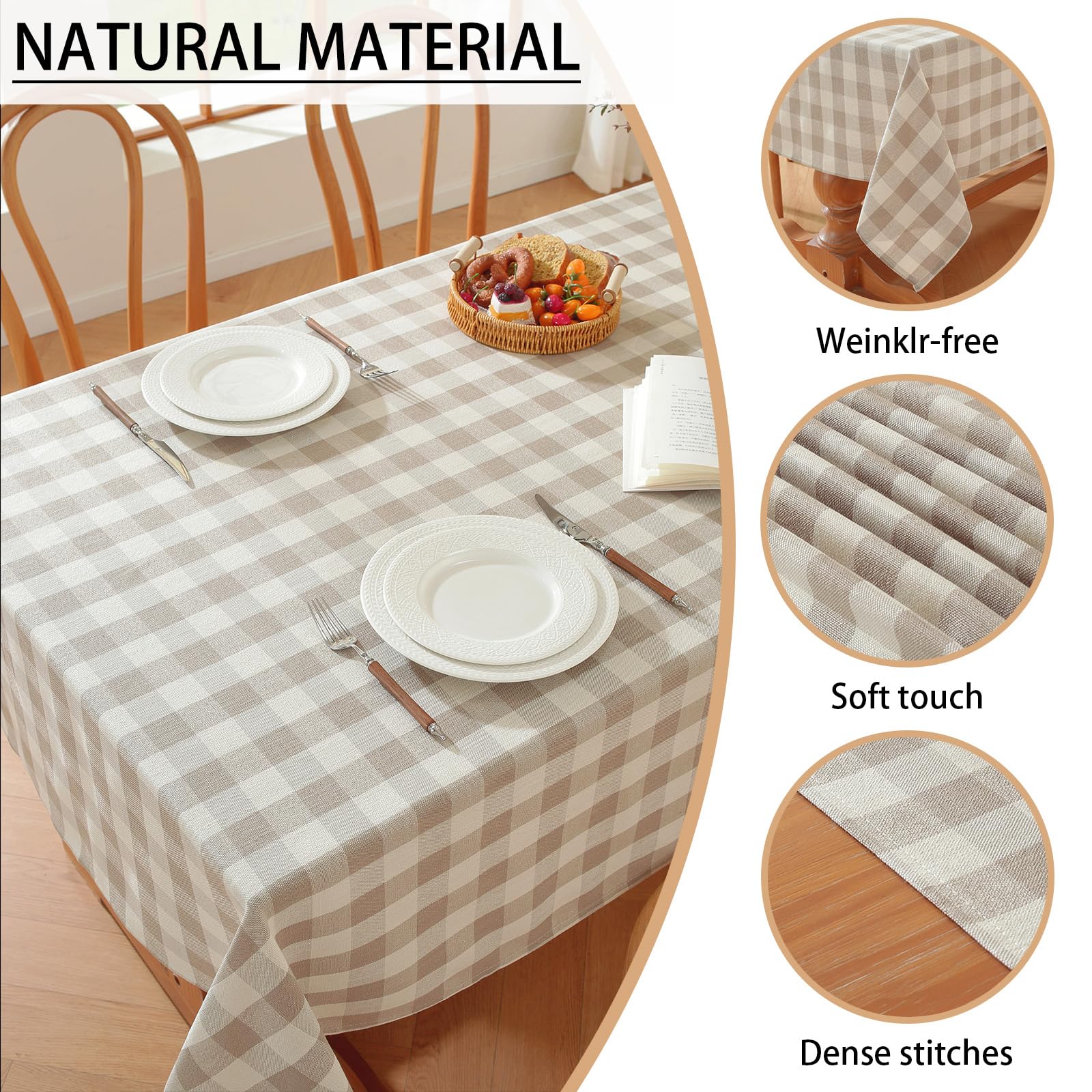 Gillhov checkered tablecloth closeup texture shows cotton-linen blend