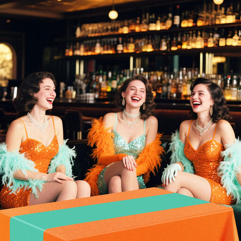 Gilprop two-tone orange mint tablecloth shows bold color contrast for themed events