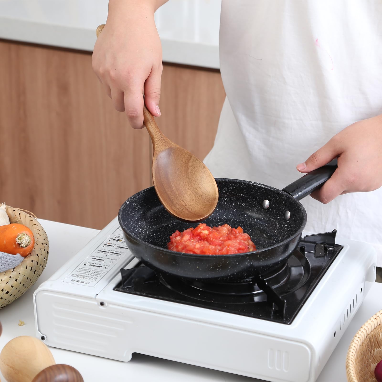 GinSent sturdy acacia spoon resists bending during heavy stirring.