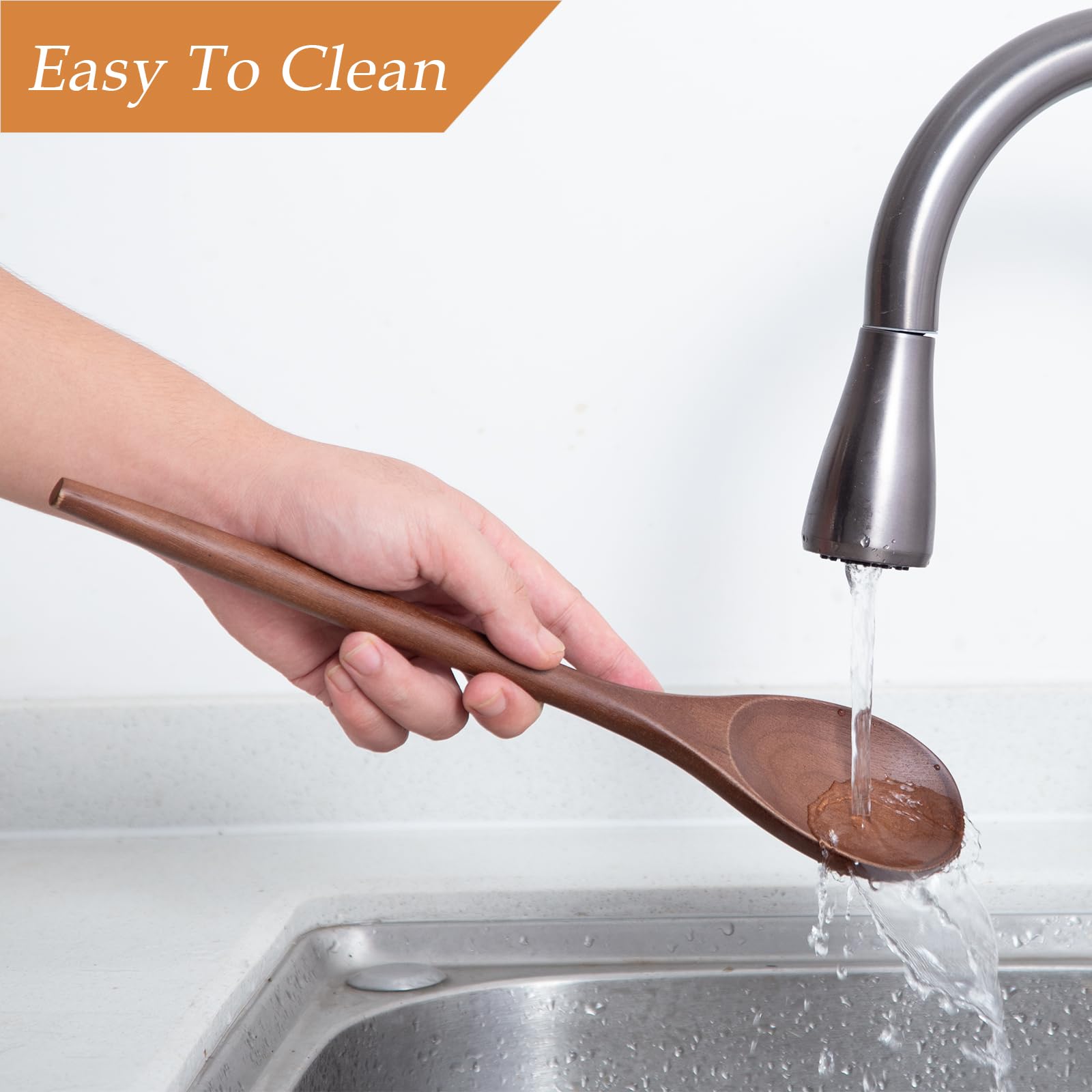 GinSent 14-inch wooden spoon ideal for deep pots and soups