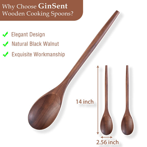 GinSent wooden spoons black walnut decorative finish for stylish kitchen