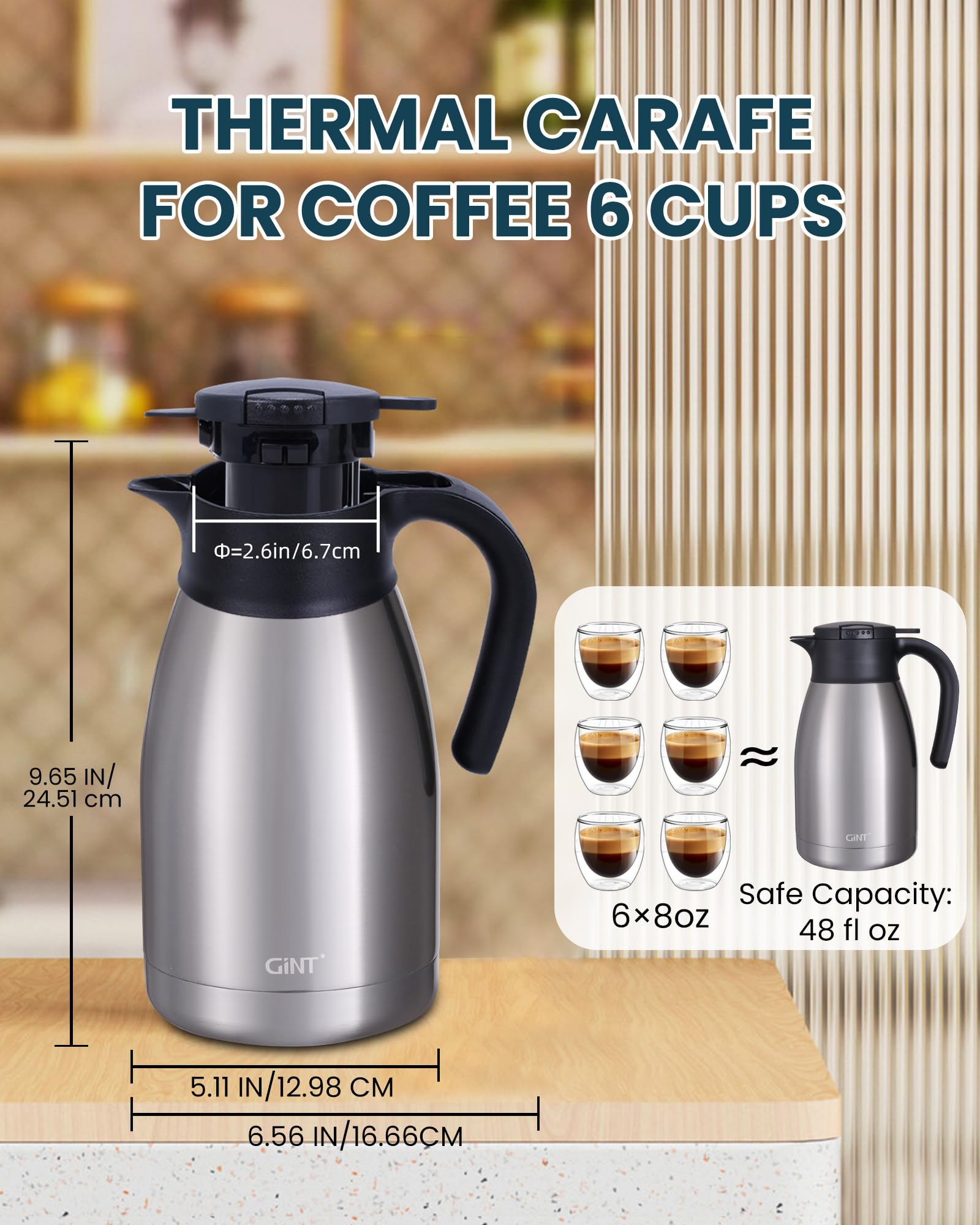 GiNT 51Oz interior and BPA-free lid highlight safe materials.