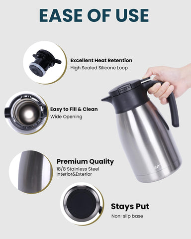 GiNT 51Oz carafe lid open, wide mouth for easy cleaning.