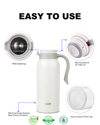GiNT 51oz carafe with vacuum-insulated construction preserves temperature.