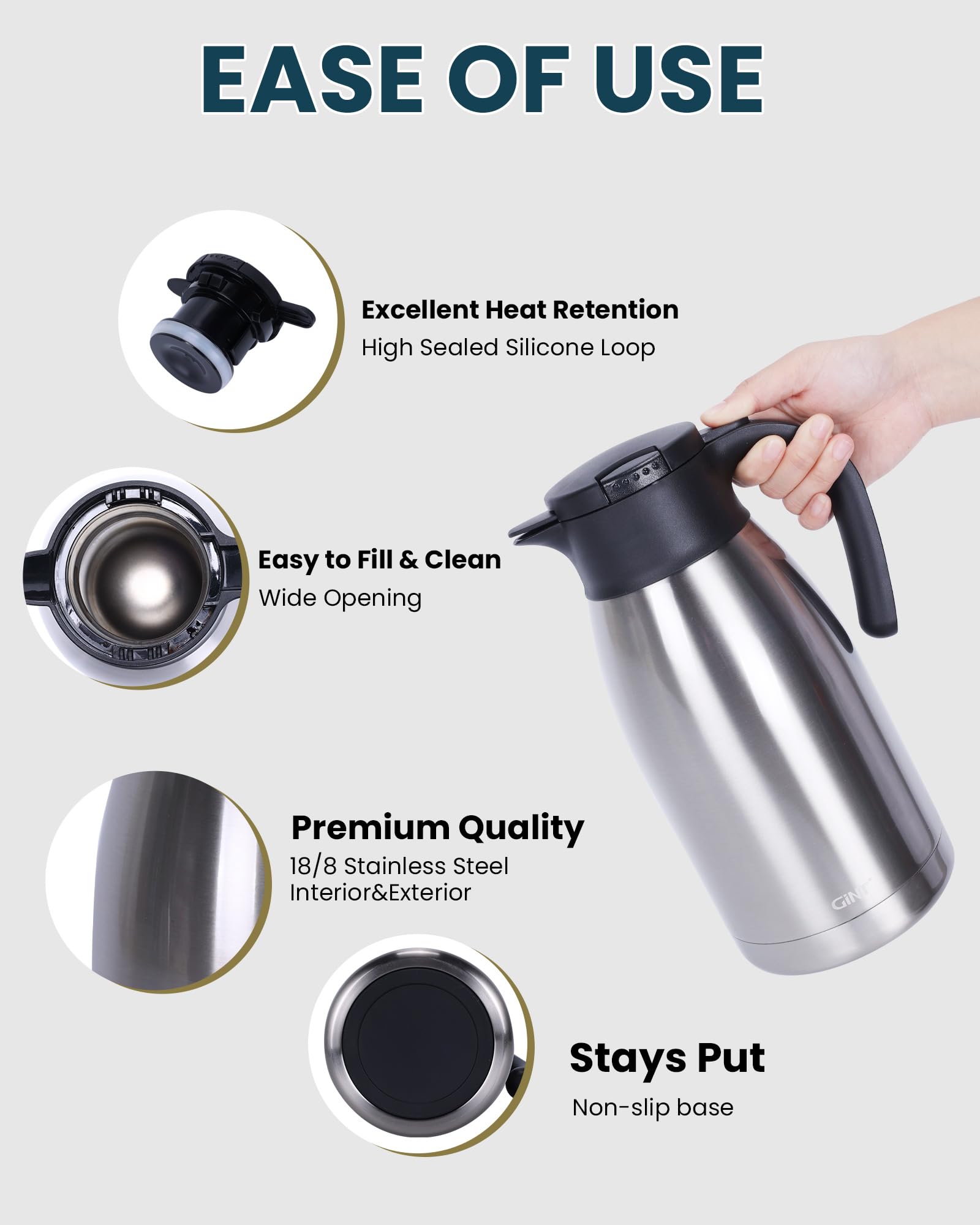 GiNT pinch-release lid enables one-handed pouring while hosting