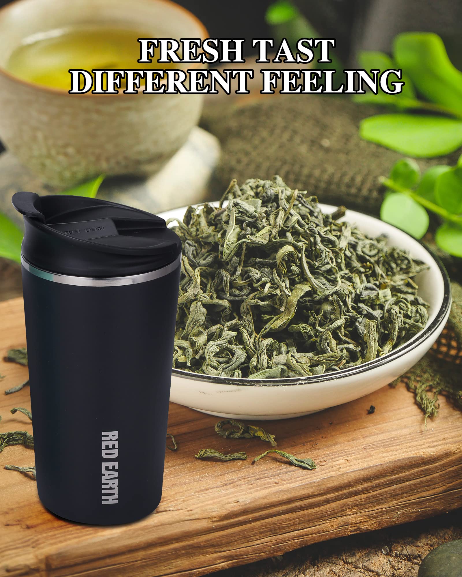 Spill-proof slide-in lid keeps drinks secure while sipping on the move