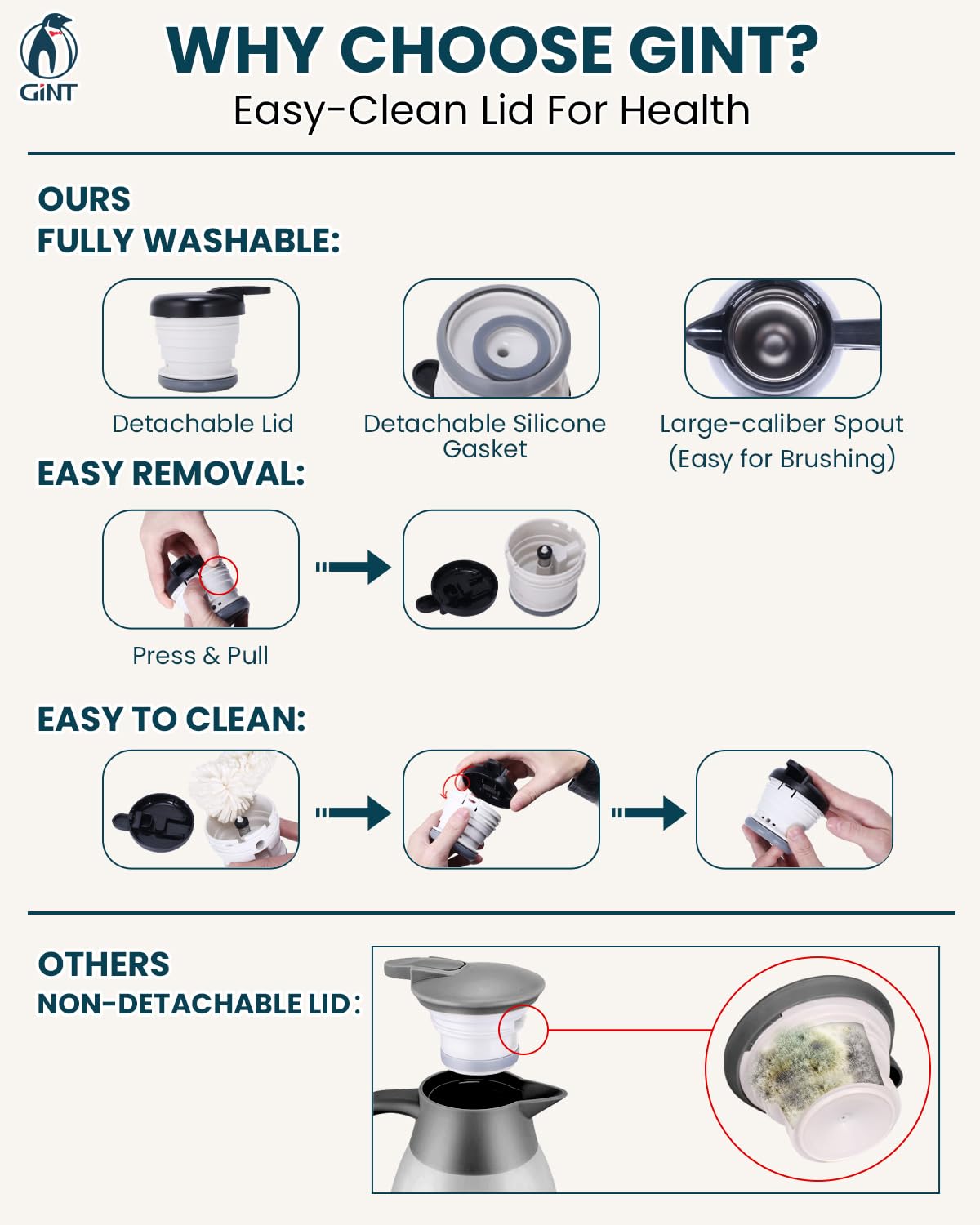GINT ice cubes added for cold beverages in carafe