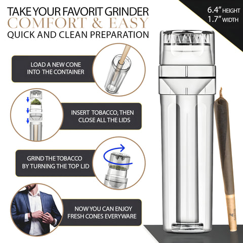 Ginzis 3-in-1 grinder with cone loader for precise grinding.