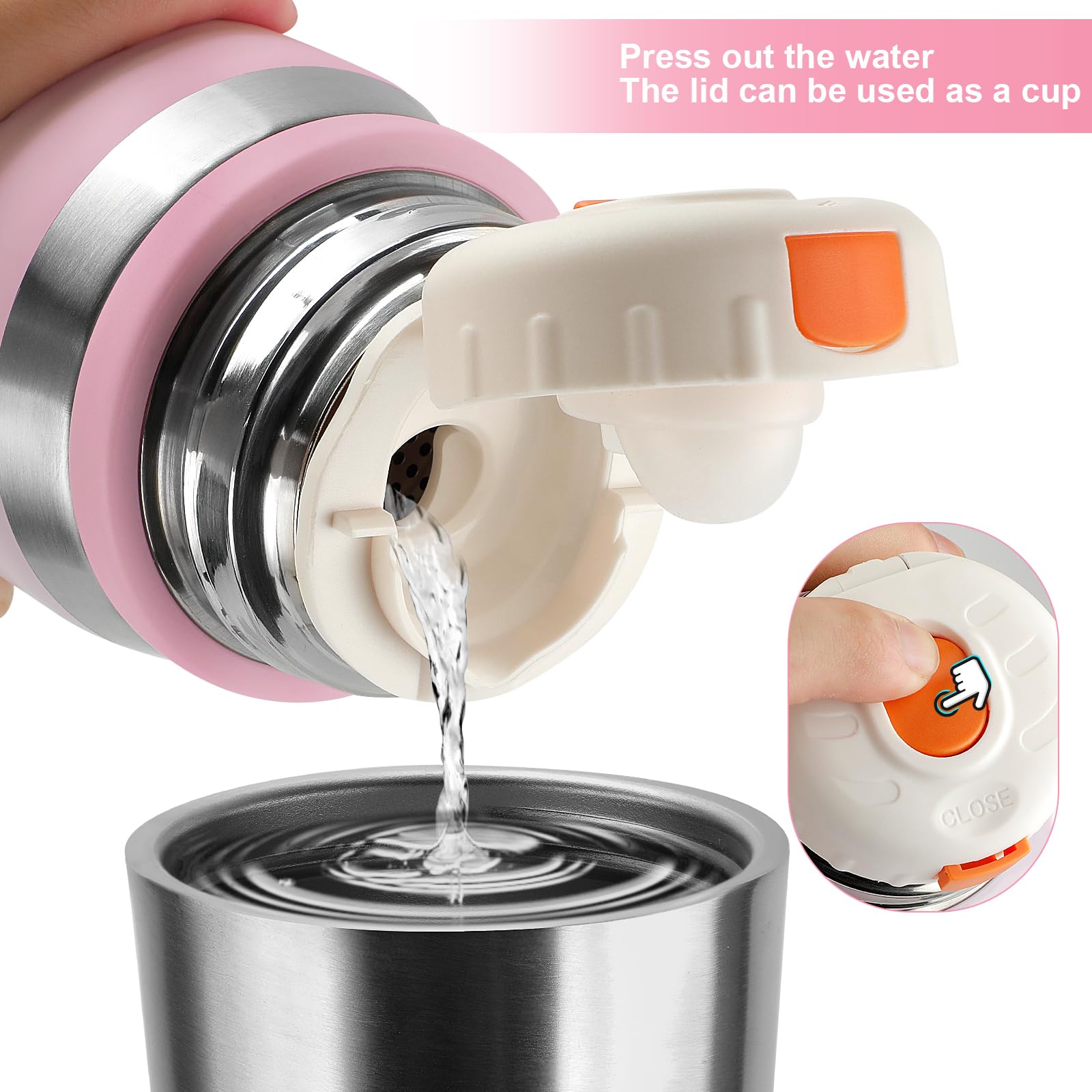 GIOGD 700ml bottle with cup, reduces need for disposable cups while traveling.