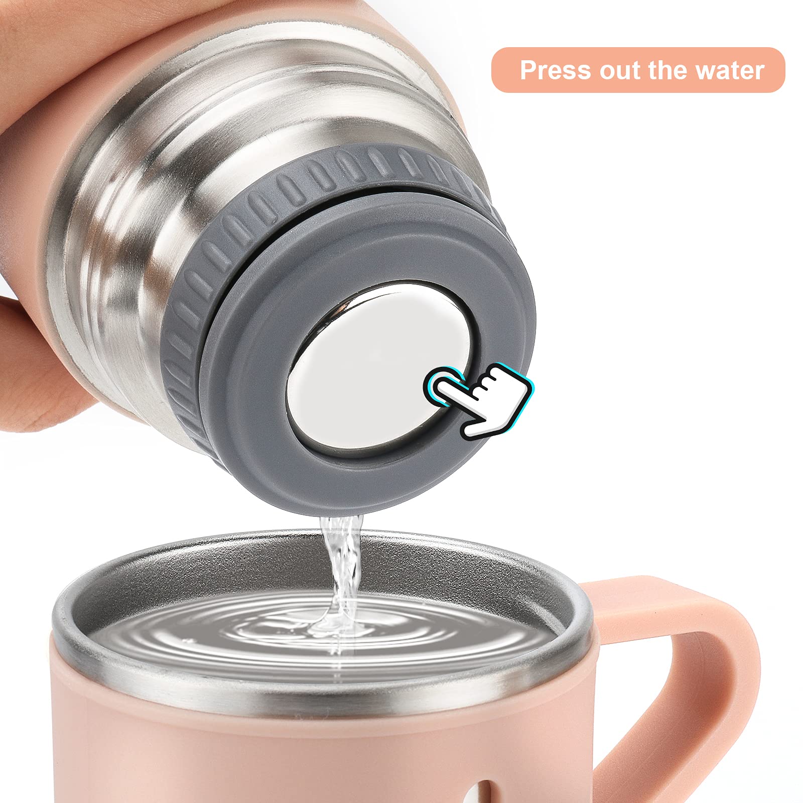 GIOGD insulated lid demonstrates thermal retention and mess-free pouring.