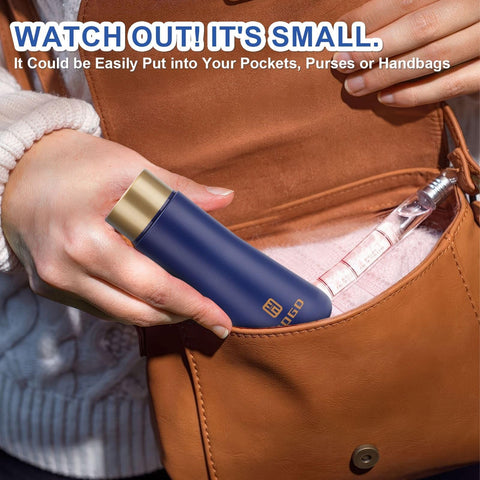 GIOGD mini vacuum insulated bottle blue mouth detail for spill-safe sipping