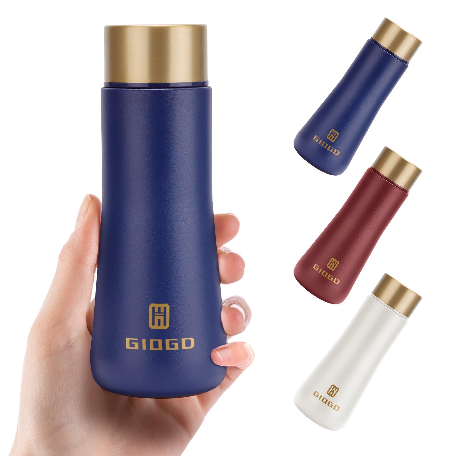 GIOGD small thermo bottle blue front view for pocket-friendly hydration