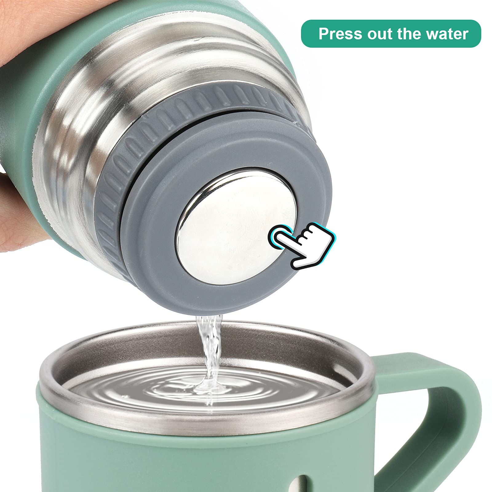 GIOGD green bottle in bag highlights portable hydration on outdoor trips.