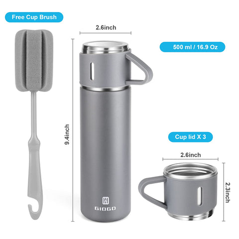 GIOGD bottle body in gray highlights durable stainless steel and BPA-free safety.