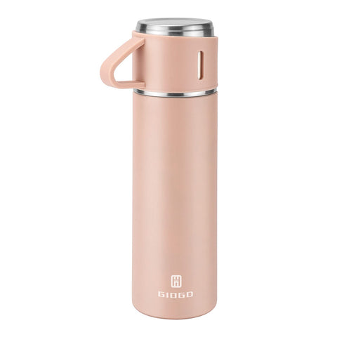 GIOGD stainless-thermo 500ml pink bottle ready for on-the-go hydration.
