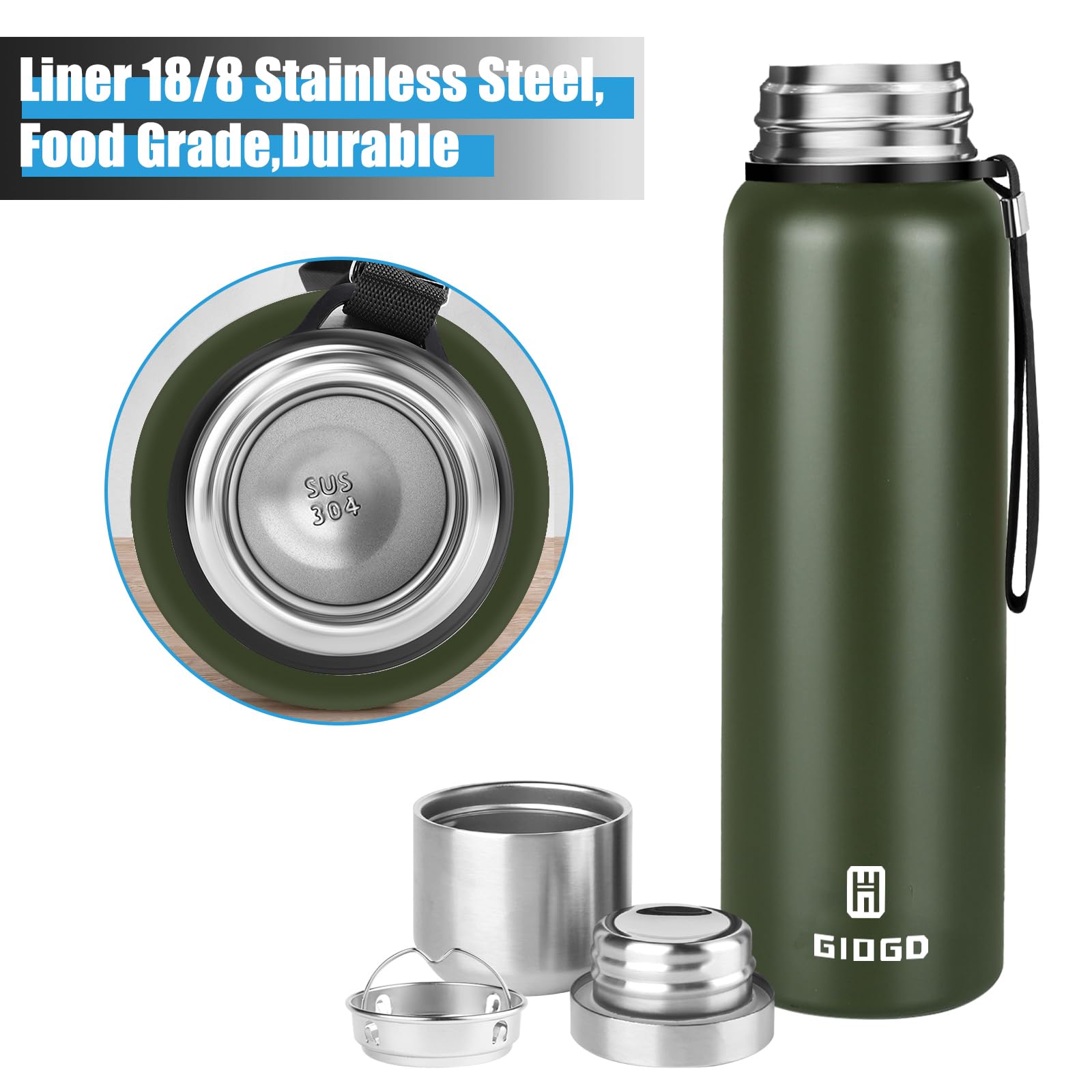 GIOGD wide-mouth bottle for easy pouring and cleaning.