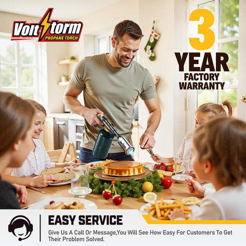 Gioventù Cooking Torch tested in factory with a 3-year warranty.
