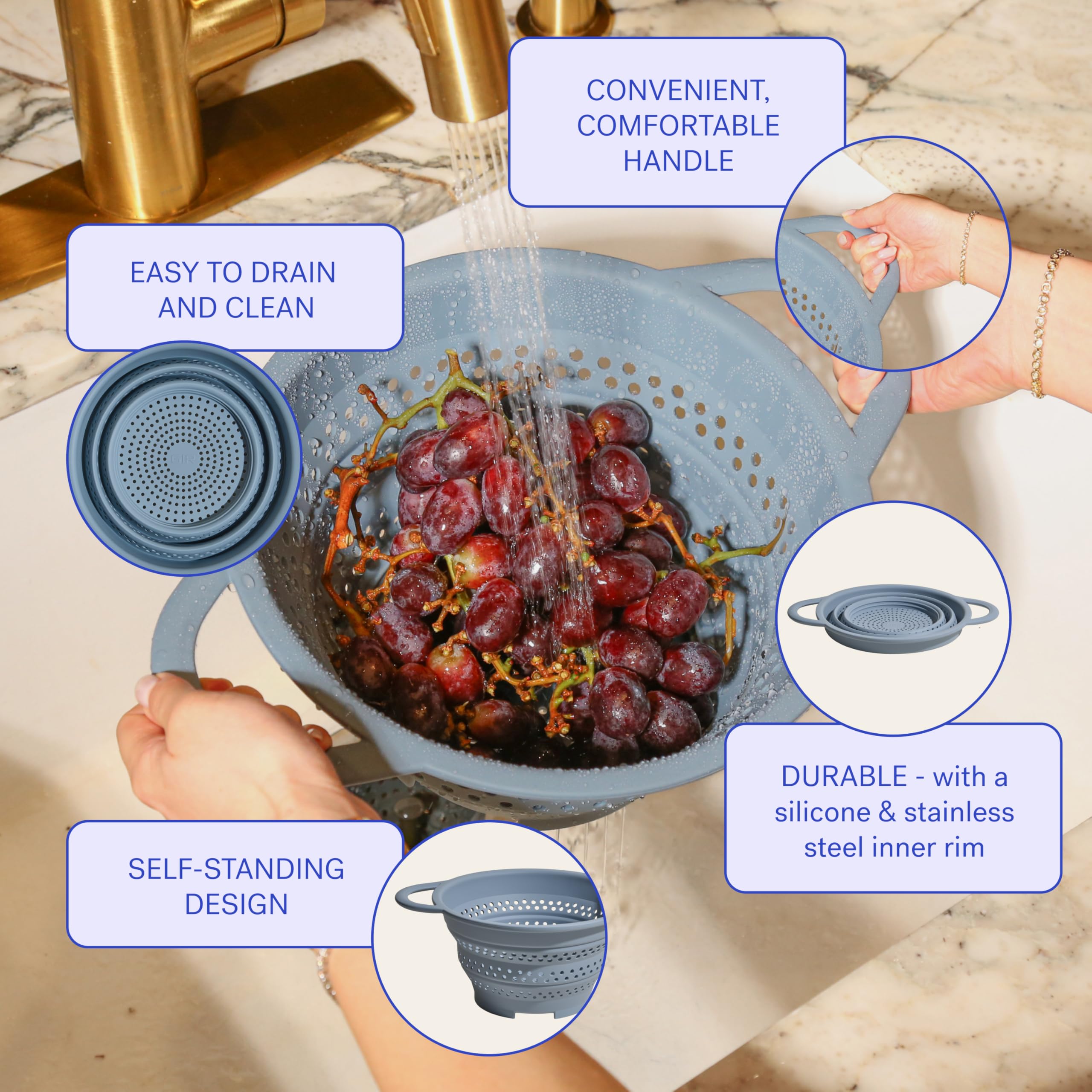 GIR Collapsible Colander steaming vegetables safely up to 425°F.