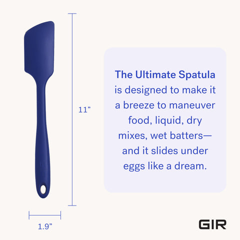 GIR silicone spatula withstands high heat up to 425°F for searing and sautéing.