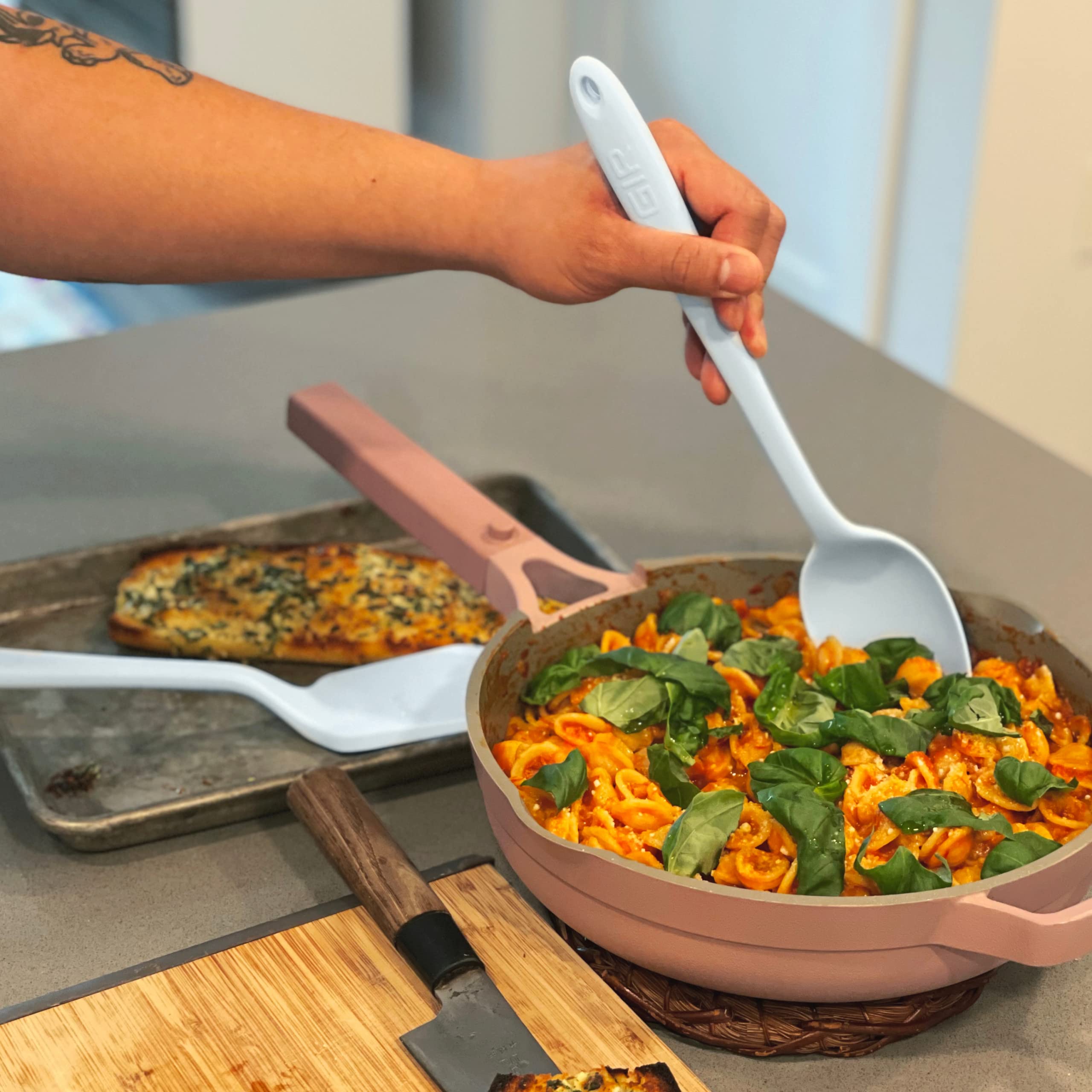 GIR Get It Right spoon for batter mixing and smooth scooping in bowls.
