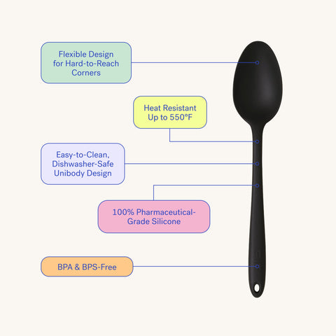 GIR Get It Right silicone spoon in red ideal for stirring jam jars and sauces.