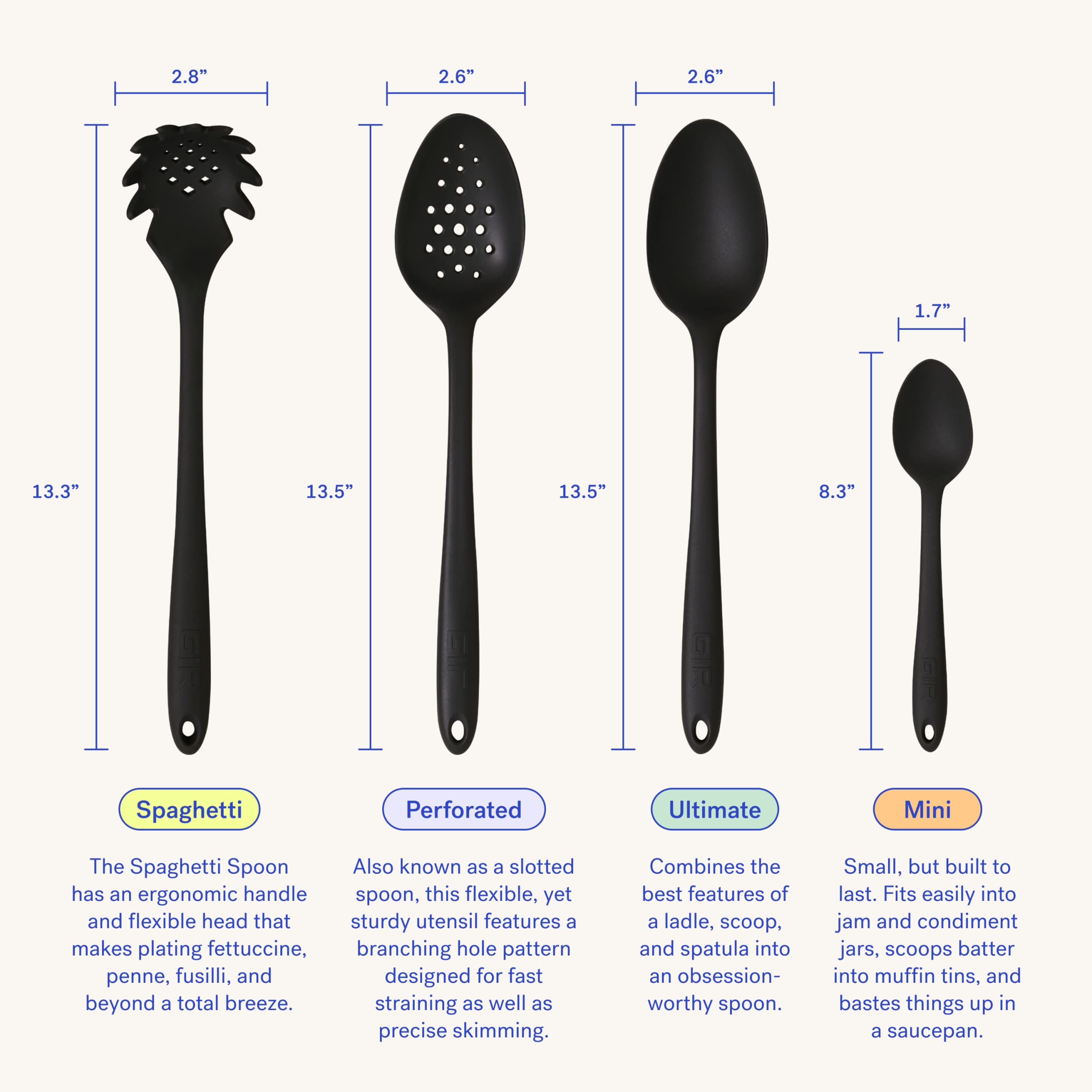GIR Get It Right spoon resists scratching nonstick surfaces during use.