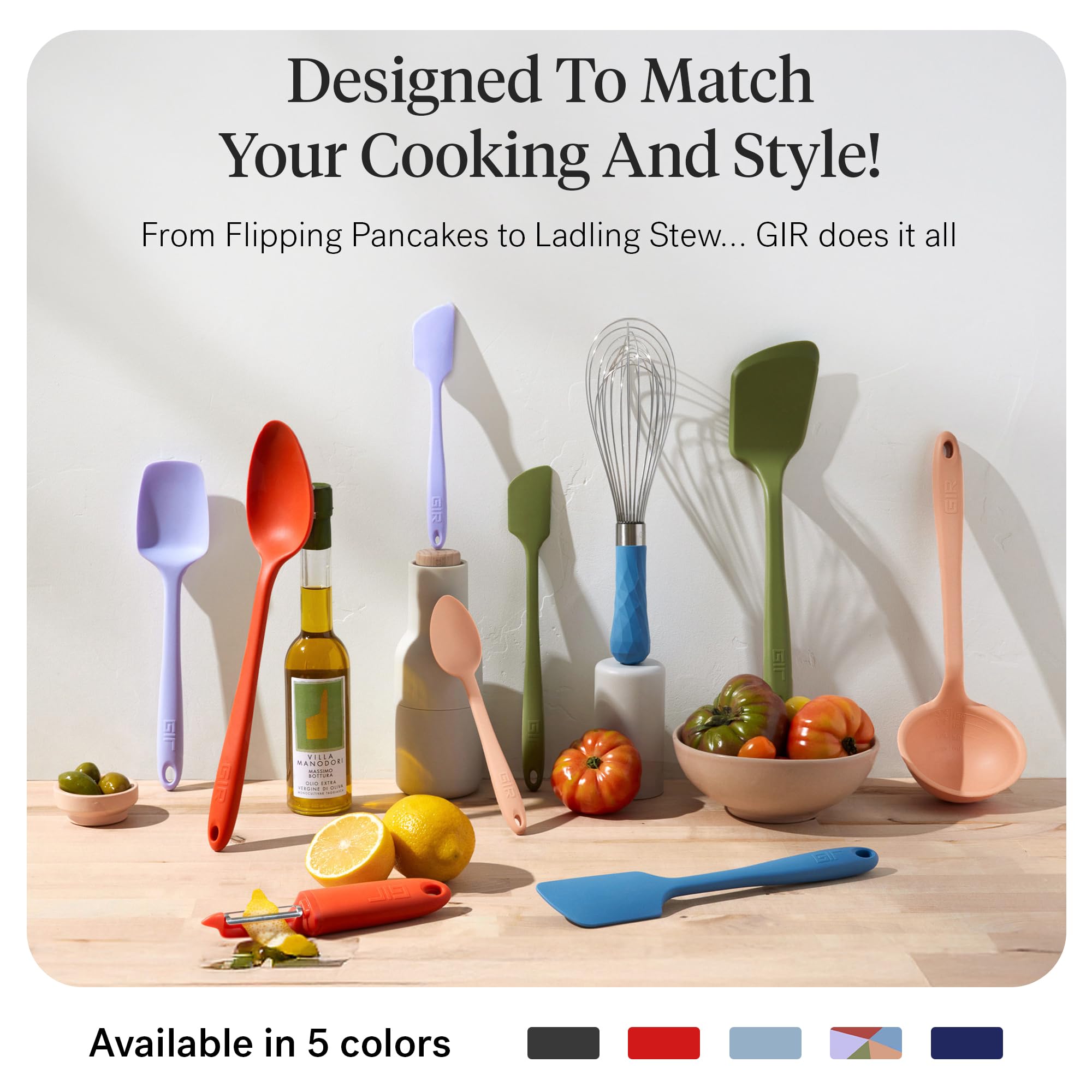 GIR nonstick-friendly spoons and spatulas protect cookware surfaces.