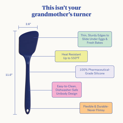 GIR Premium Ultimate Silicone Spatula Turner burgers glide under without tearing, thanks to heat resistance.
