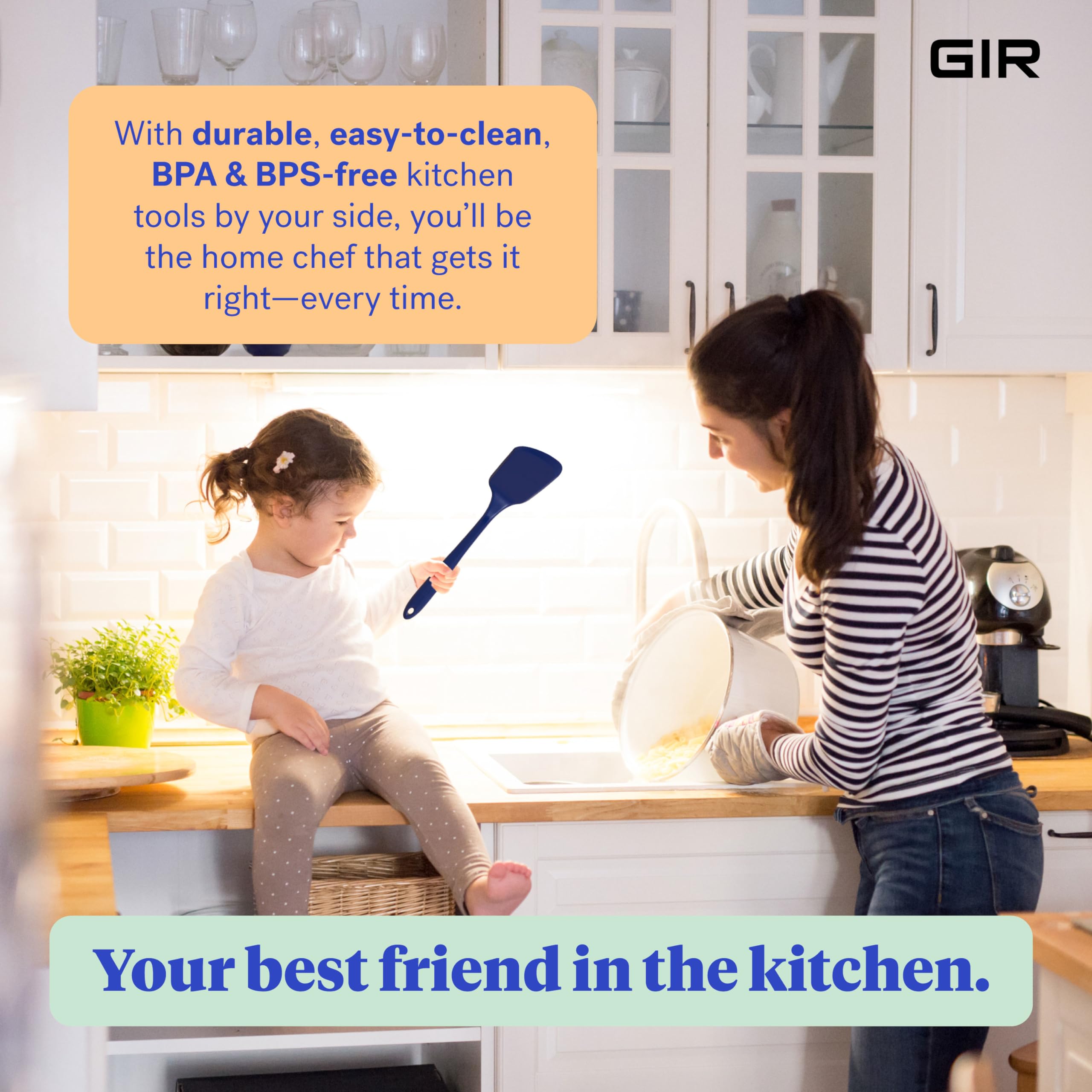 GIR Premium Ultimate Silicone Spatula Turner sauces stir evenly without scouring, preserving flavors.