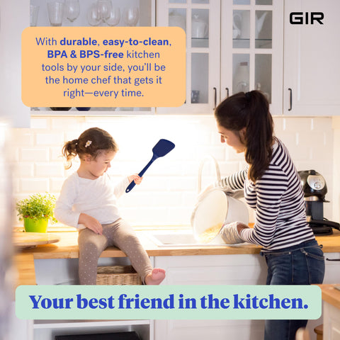 GIR Premium Ultimate Silicone Spatula Turner sauces stir evenly without scouring, preserving flavors.