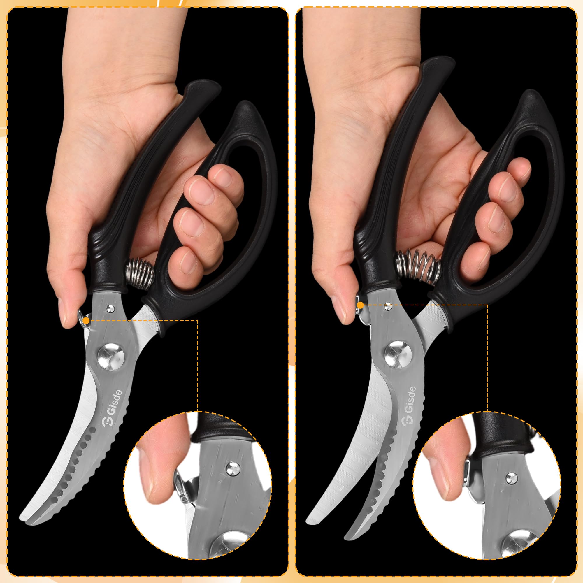 Gisde heavy-duty shears with safety lock for secure storage.