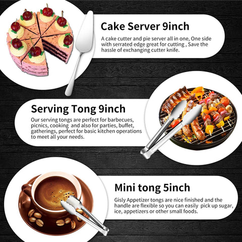 Gisly 12-Piece Serving Set: appetizer tongs for hors d'oeuvres and snacks.